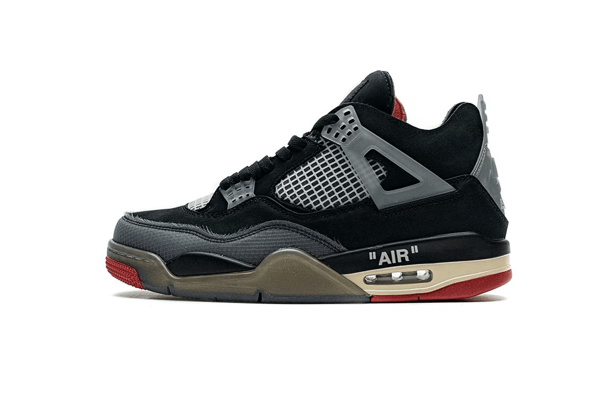 Men's OFF White x Air Jordan 4 Bred Shoes