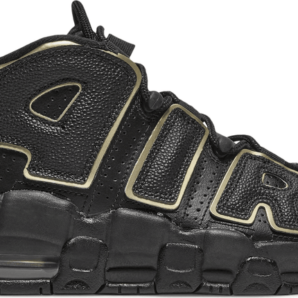 Men's Air More Uptempo GS Black Metallic Gold Star Shoes