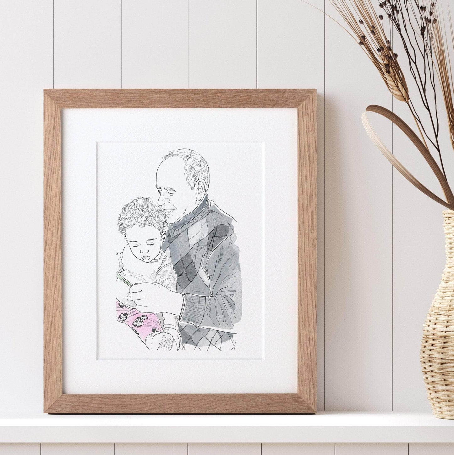 Grandparent Personalised Line Portrait - Custom Portrait Art