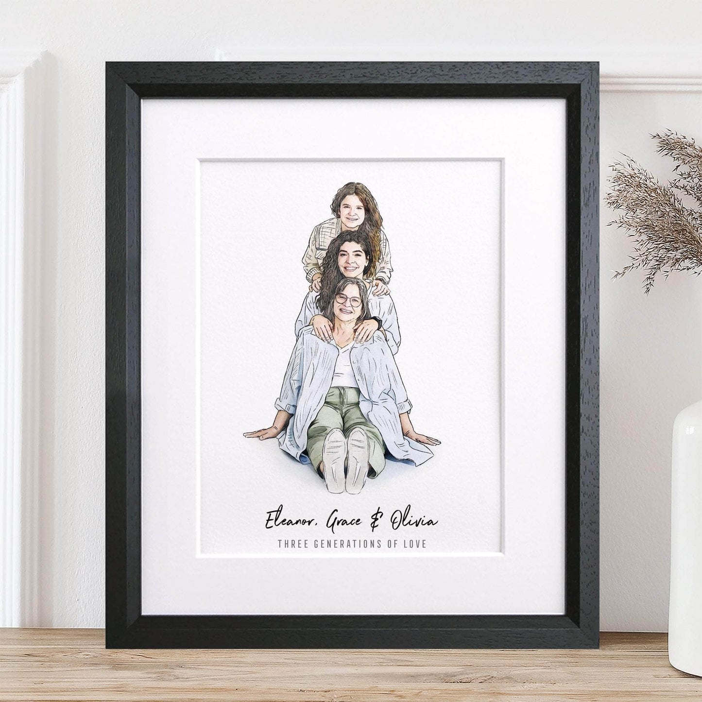 Grandma and Me Illustration - Custom Portrait Art