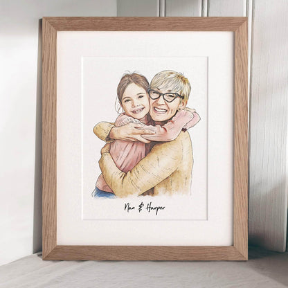 Grandma and Me Illustration - Custom Portrait Art
