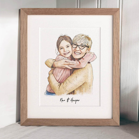Grandma and Me Illustration - Custom Portrait Art