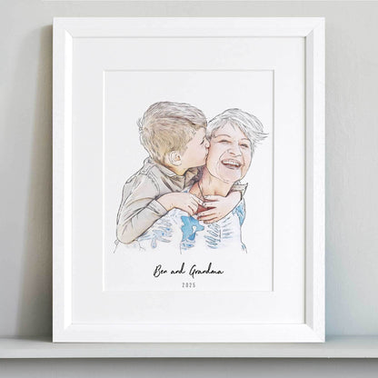 Grandma and Me Illustration - Custom Portrait Art