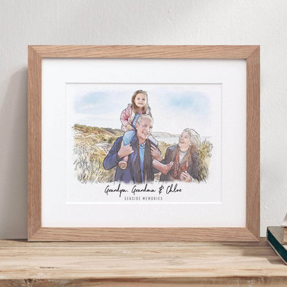 Grandma and Me Illustration - Custom Portrait Art