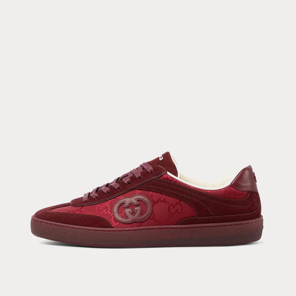 Men's Gucci G75 Logo-Appliquéd Leather-Trimmed Suede Red Sneakers