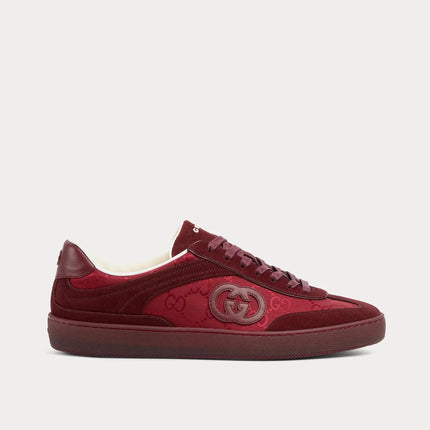 Men's Gucci G75 Logo-Appliquéd Leather-Trimmed Suede Red Sneakers