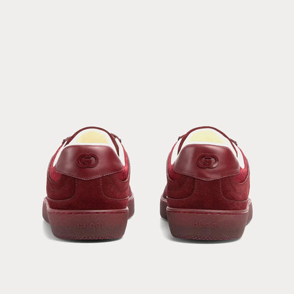 Men's Gucci G75 Logo-Appliquéd Leather-Trimmed Suede Red Sneakers