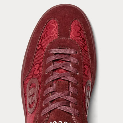 Men's Gucci G75 Logo-Appliquéd Leather-Trimmed Suede Red Sneakers