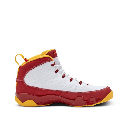 Men's Nike Air Jordan 9 White Red Gold Shoes