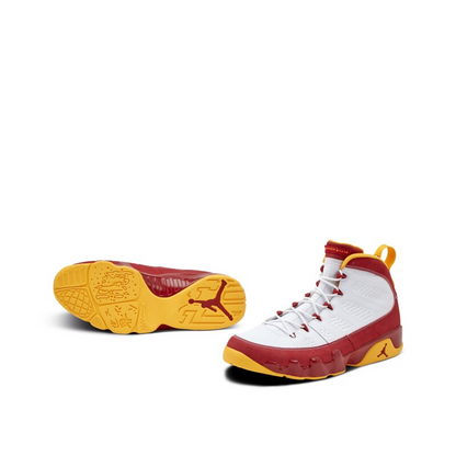 Men's Nike Air Jordan 9 White Red Gold Shoes