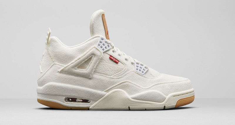 Men's Leviâ€™s x Air Jordan 4 Retro Tripple White Shoes