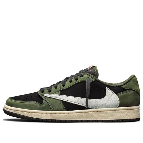 Men's Travis Scott x Air Jordan 1 Retro Low ‘ Olive Green' Shoes