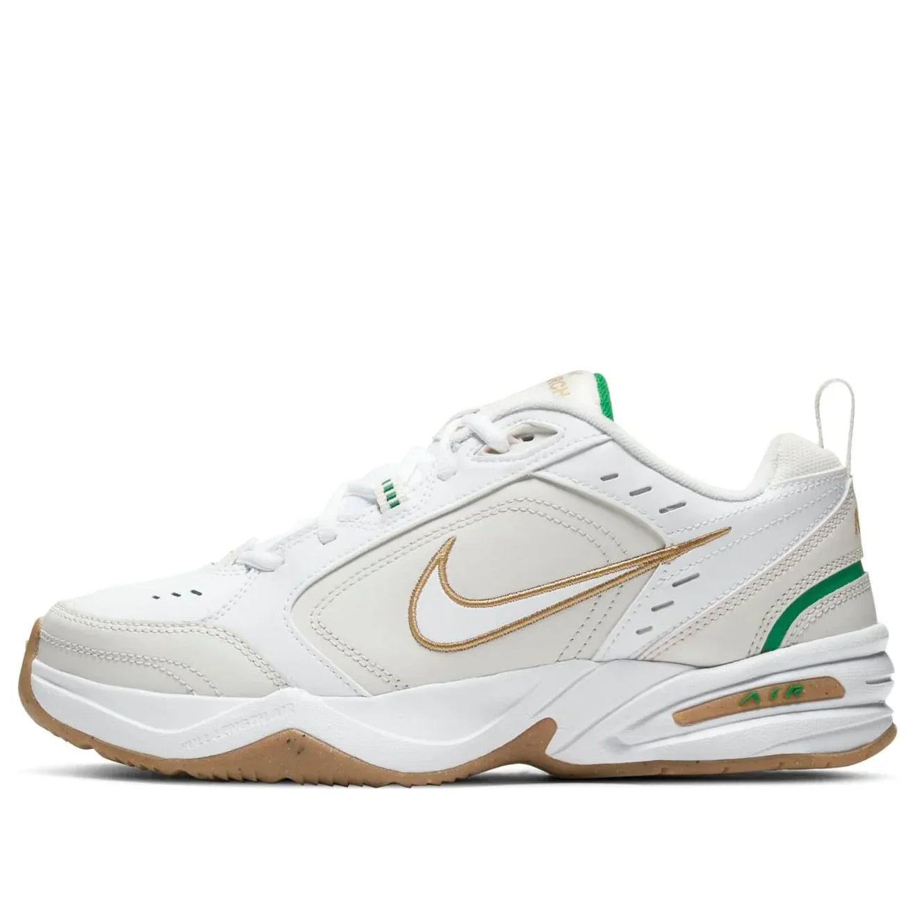 Men's Air Monarch 4 White Lucky Green Gold Shoes