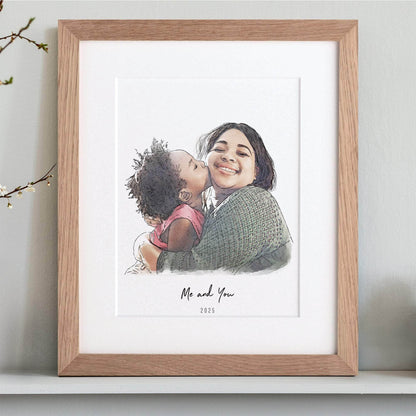 Mummy and Me Illustration - Custom Portrait Art