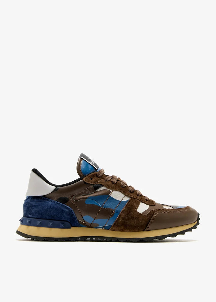 Men's Valentino Camo Rock Runners Multicolor Leather Sneakers