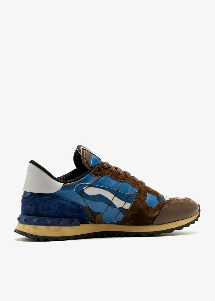 Men's Valentino Camo Rock Runners Multicolor Leather Sneakers