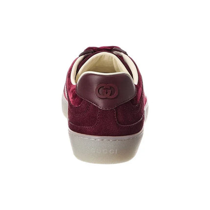 Men's Gucci G75 Logo-Appliquéd Leather-Trimmed Suede Velvet Sneakers