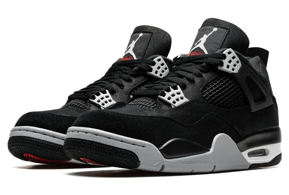 Men's Air Jordan 4 Black Canvas Shoes