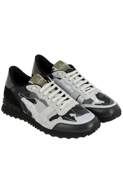Men's Valentino Camo Rock Runners Grey Black Camo Sneakers