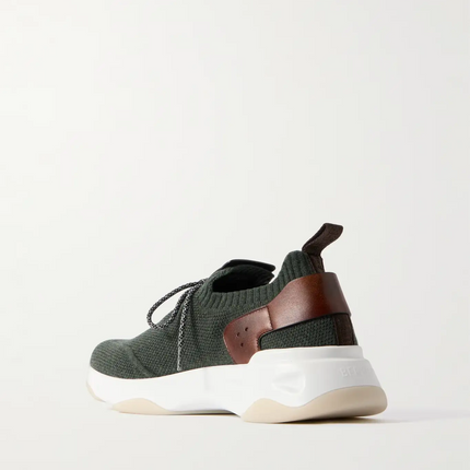 Men's Berluti Shadow Embroidered Green Sneakers