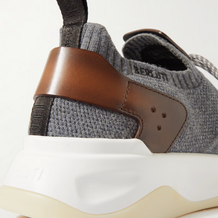 Men's Berluti Shadow Embroidered Gray  Sneakers