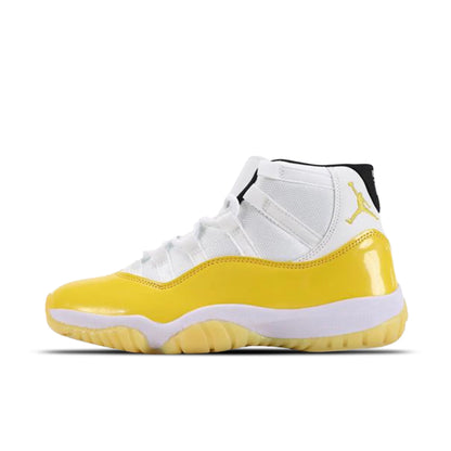 Men's Nike Air Jordan 11 White and Yellow Shoes
