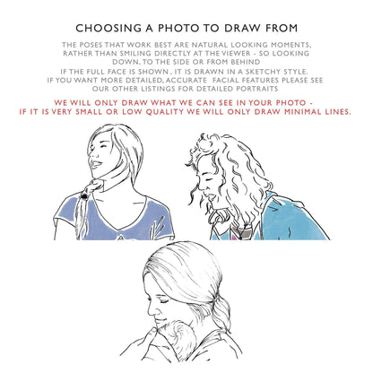 Monochrome Couples Personalised Line Drawing - Custom Portrait Art