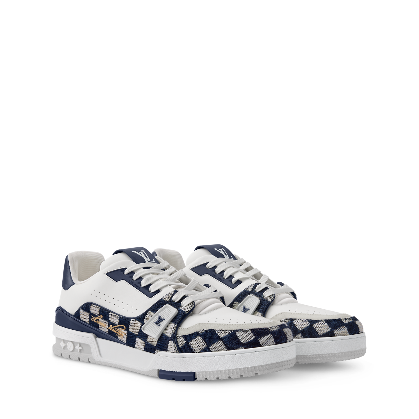 Men's Louis Vuitton Trainer White Navy Sneakers