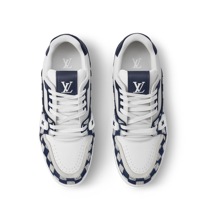 Men's Louis Vuitton Trainer White Navy Sneakers
